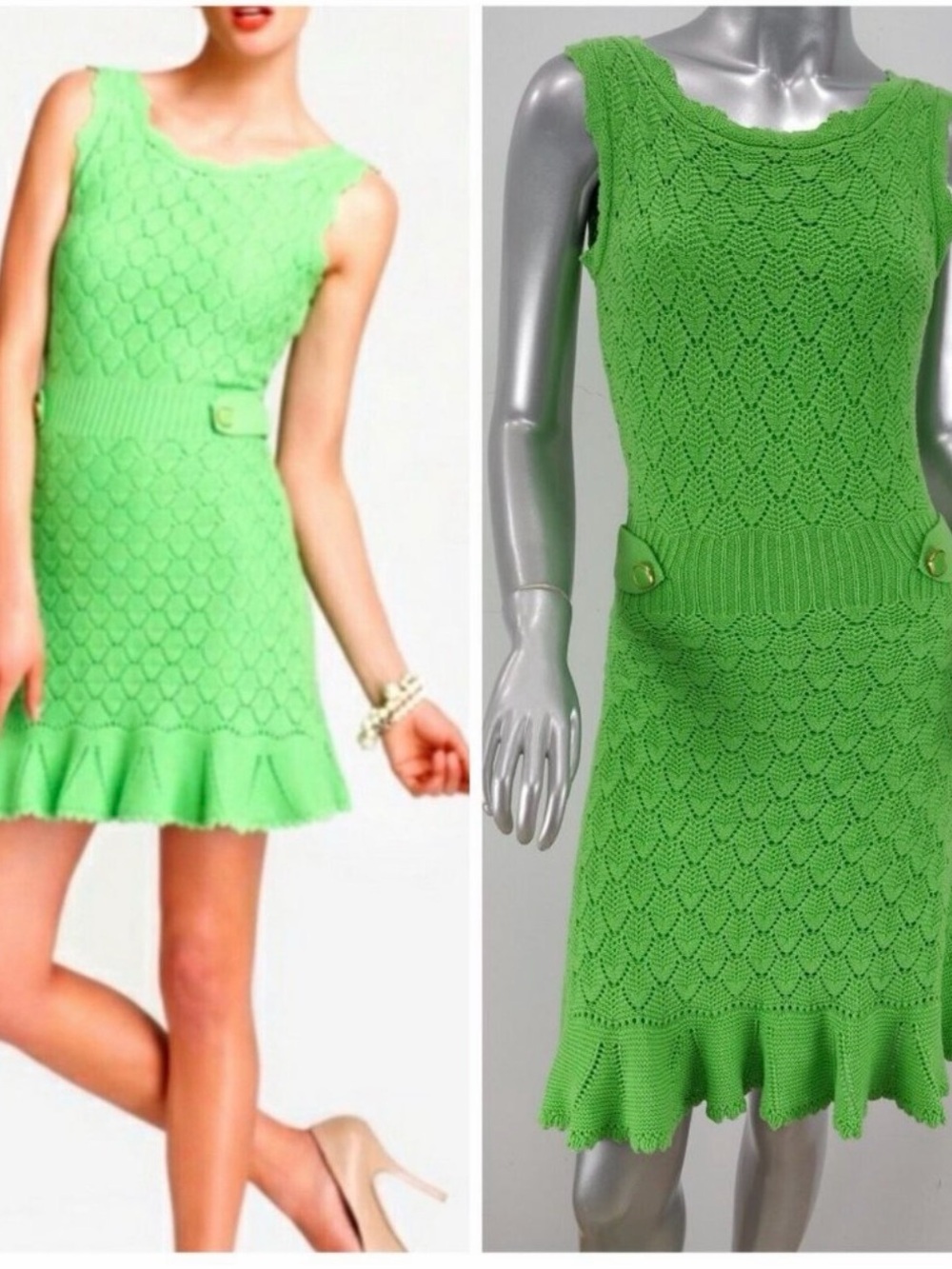 Lilly Pulitzer Lime Green Crochet Dress Sundress Y2K Style Sz XS